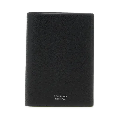 TOM FORD Hammered Leather Passport Holder "Black"