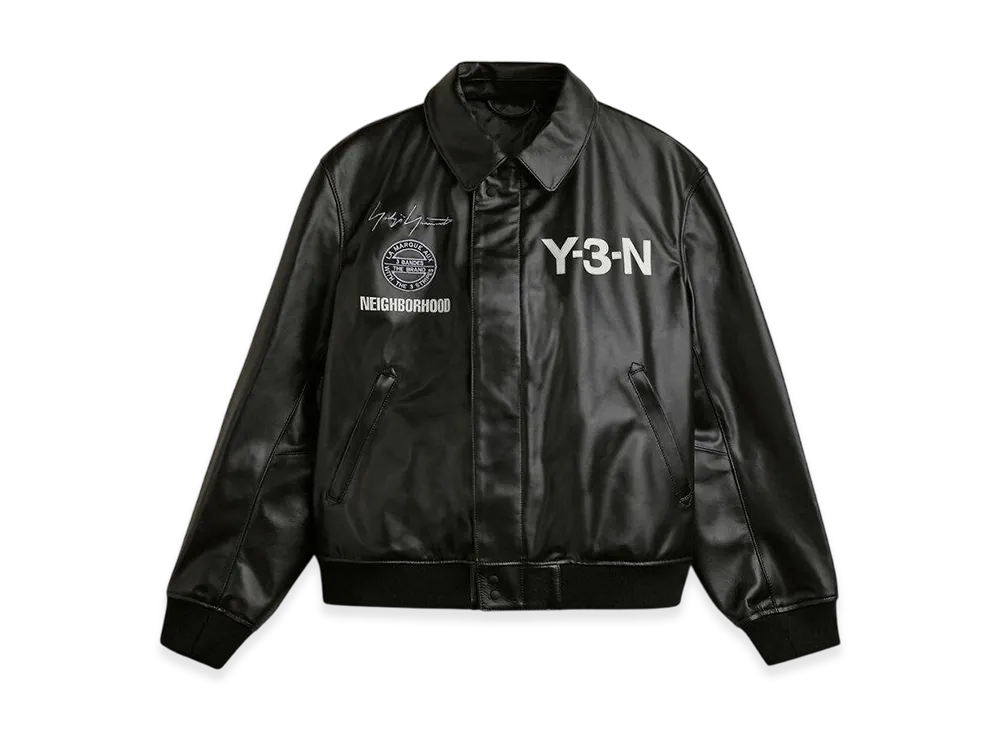 Y-3 x NEIGHBORHOOD Leather Bomber Jacket "Black"