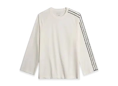 Y-3 Raw Edge 3 Stripes Long Sleeve Tee "Chalk White"
