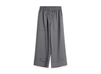 Y-3 Pinstripe Refined Wool Wide Leg Pants "Grey"