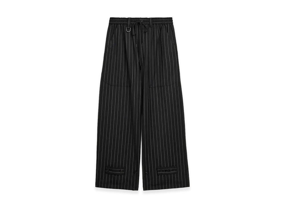 Y-3 Pinstripe Refined Wool Wide Leg Pants "Black/White"