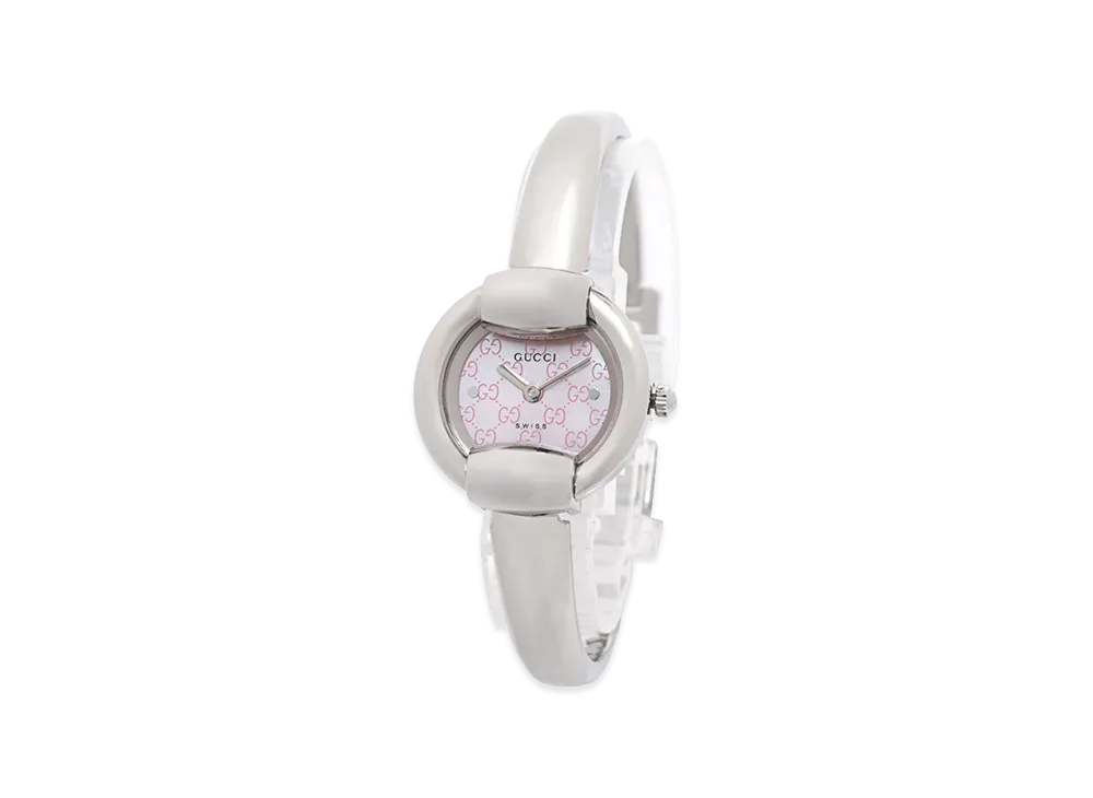 GUCCI Women's 1400 Quartz Bangle Watch 27mm "White/Pink Shell"