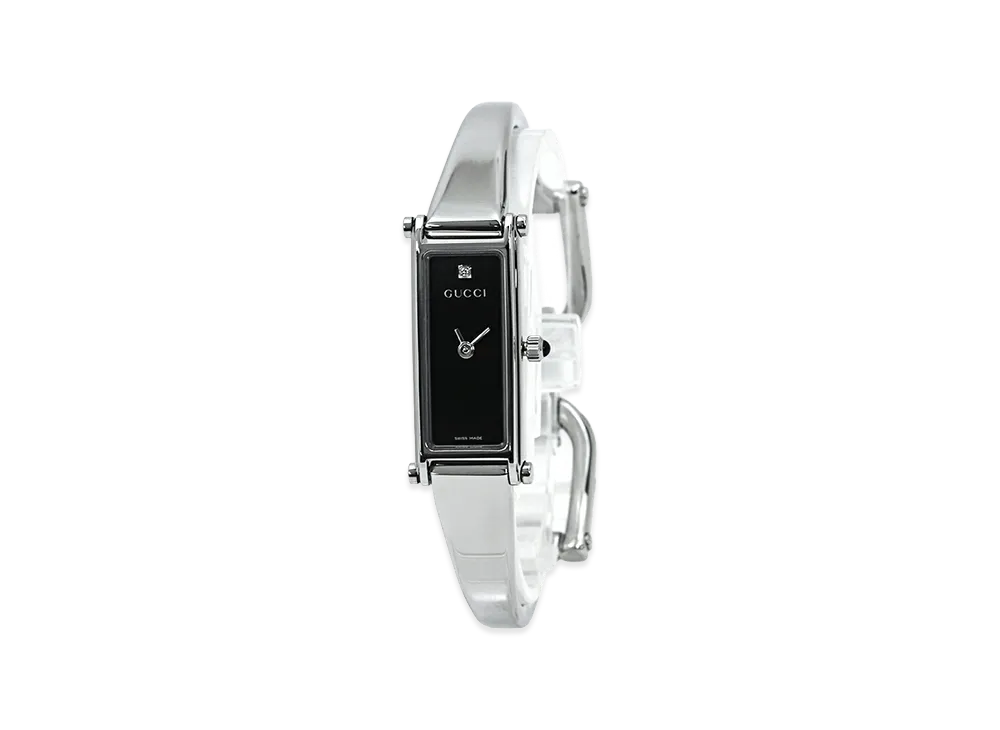 GUCCI Women's 1500L Quartz Diamond 1P Rectangular 24mm "Silver/Black"