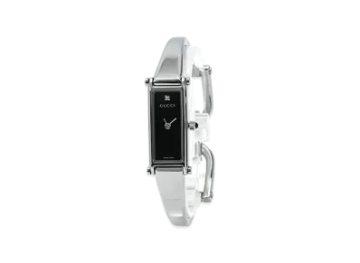 GUCCI Women's 1500L Quartz Diamond 1P Rectangular 24mm "Silver/Black"