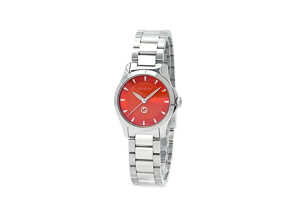 GUCCI Women's G-Timeless Round "Silver/Red"