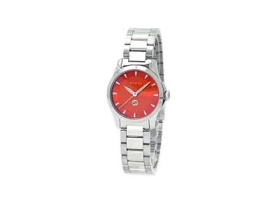 GUCCI Women's G-Timeless Round "Silver/Red"