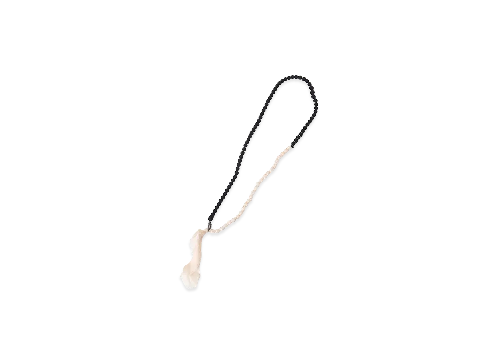Y's Small Silk Ball Necklace "White/Black"