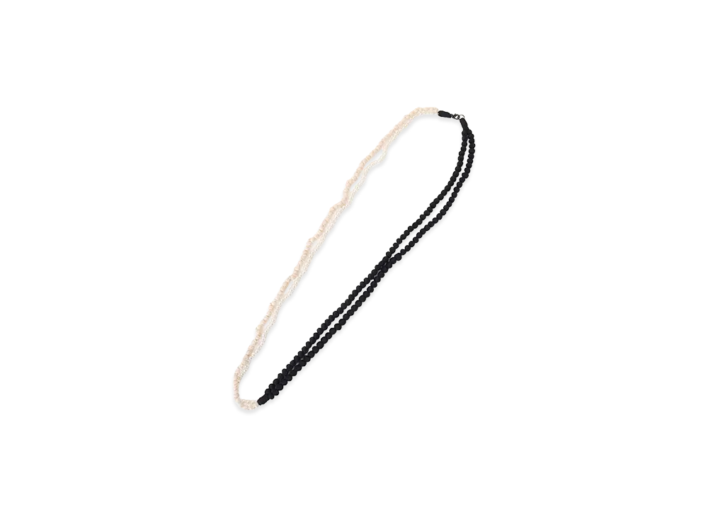 Y's Double Chain Silk Ball Chain Necklace "White/Black"