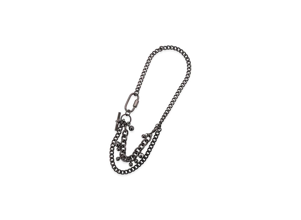 Y's Brass Silver Ball Necklace B "Black"