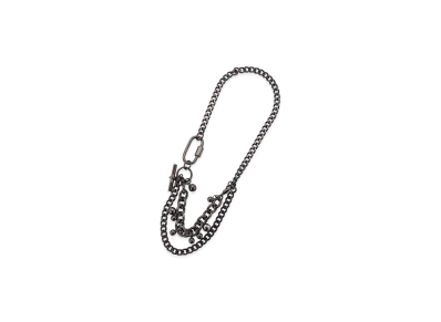 Y's Brass Silver Ball Necklace B "Black"