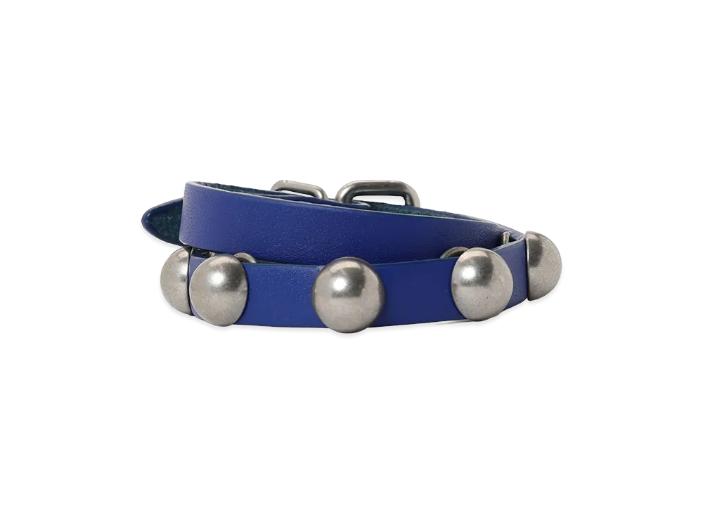 Y's Semigloss Leather Studs Double Bracelet "Blue"