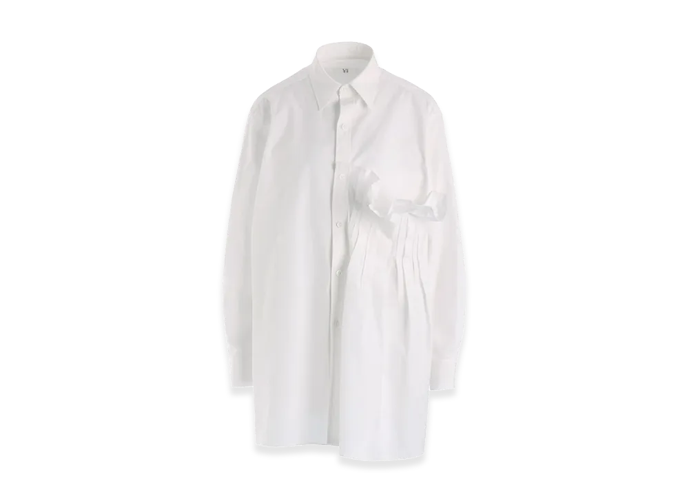 Y's Cotton Broad Left Side Tuck Shirt "White"