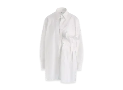 Y's Cotton Broad Left Side Tuck Shirt "White"