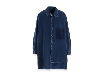 Y's 6oz Denim Chemical Wash Asymmetric Big Blouse "Indigo"