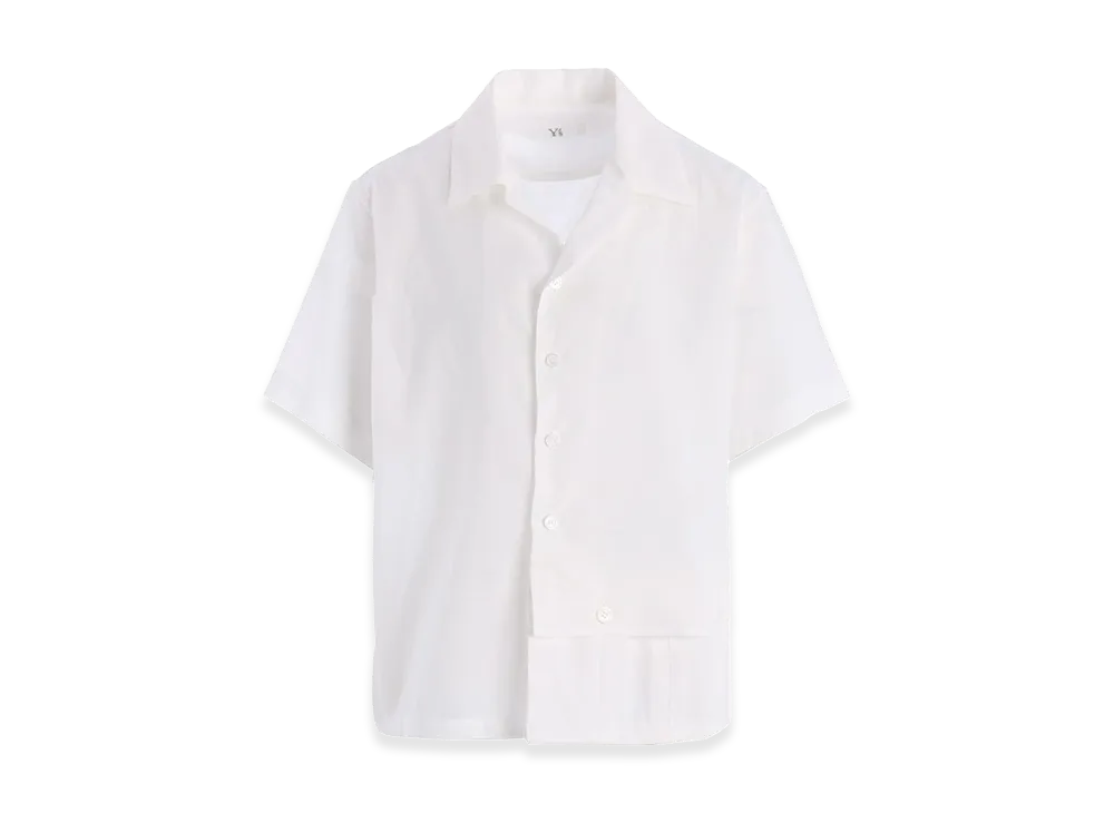 Y's Cotton Lawn Open Collar Short Sleeve Blouse "White"