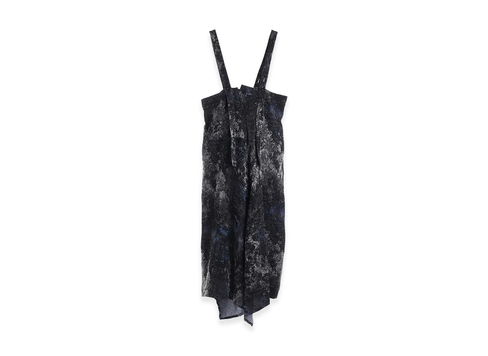 Y's Rug Pattern Jacquard Shoulder Strap Dress "Blue"