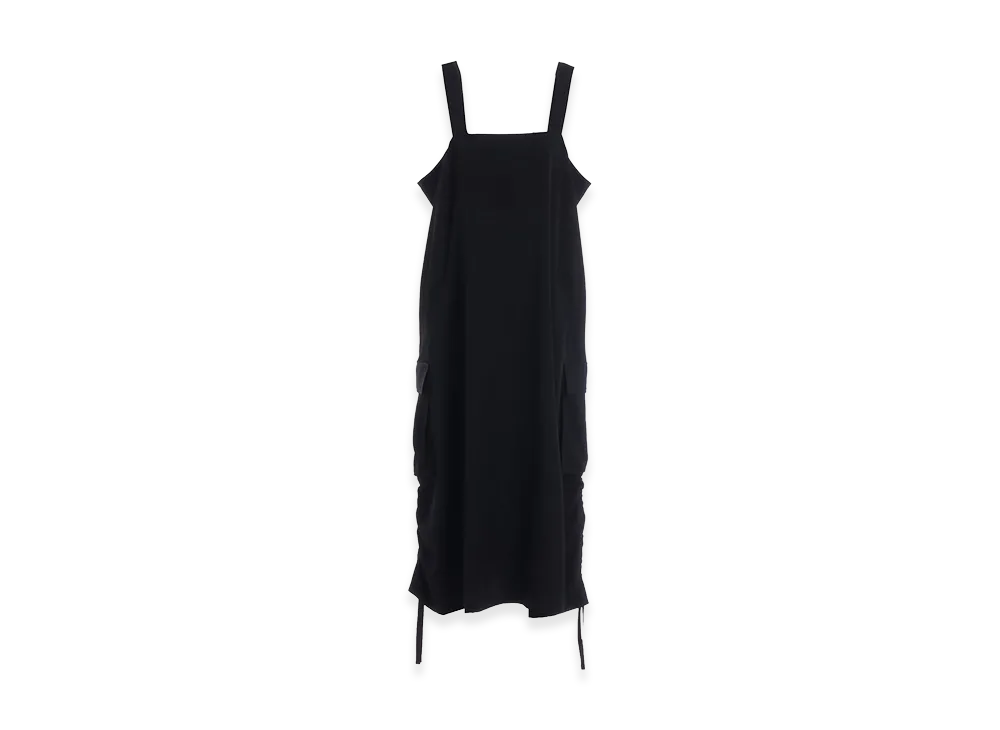 Y's Wool Gabardine Strap Dress "Black"