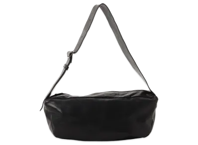 Y's Surface-dyed Soft Tan Leather Box Shoulder Bag "Black"