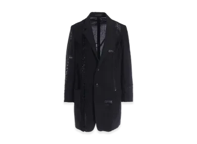 Y's Cotton Crochet Patchwork Tailored Jacket "Black"