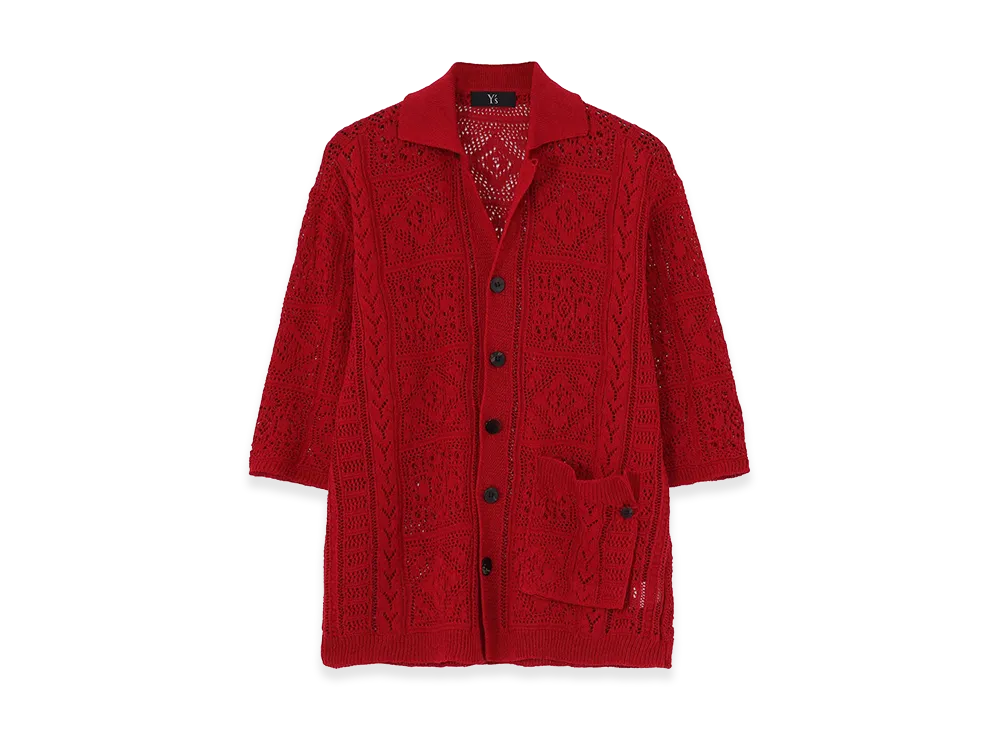 Y's Mexican Tile Pattern Knit Shirt "Red"