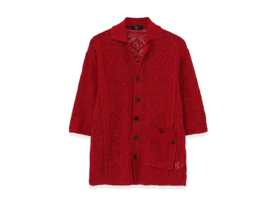 Y's Mexican Tile Pattern Knit Shirt "Red"