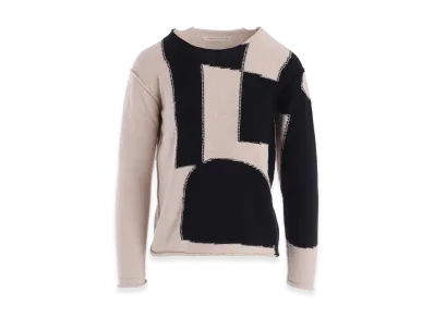 Y's Intersia Jersey Round Neck Knit Pullover "Beige"