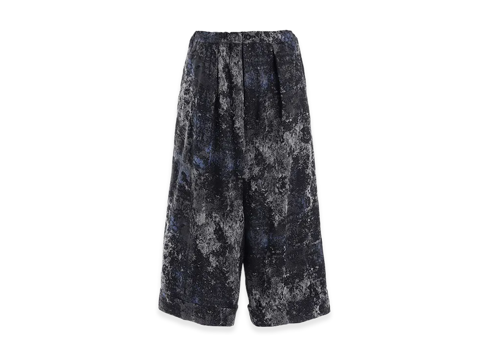 Y's Rug Pattern Jacquard Front Tuck Mackin Pants "Blue"
