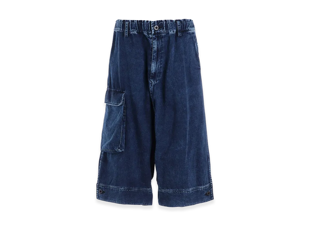 Y's 8oz Denim Chemical Wash Hem Cuffs Sarouel Pants "Indigo"