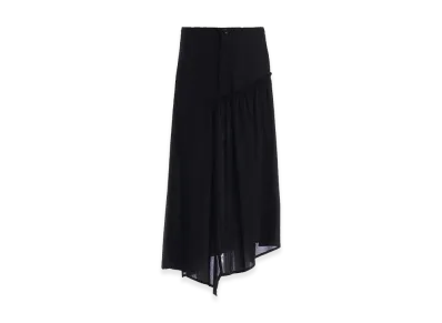 Y's Cotton Voile Viyella Gathered Skirt "Black"