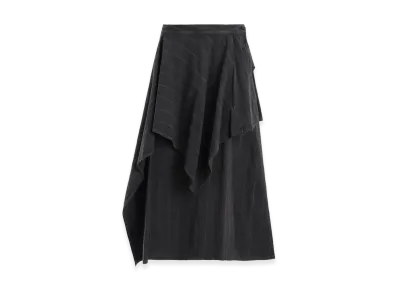 Y's Cotton Plaid Drape Skirt "Grey"