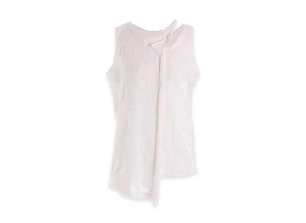 Y's Crush Jacquard Asymmetric Sleeveless Tee "Off White"