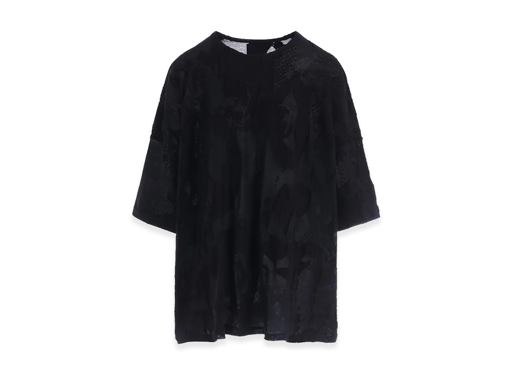 Y's Crush Jacquard Round Neck Big Tee "Black"