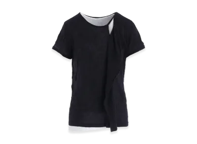 Y's Cotton Jersey Doubled Short Sleeve Tee "White/Black"