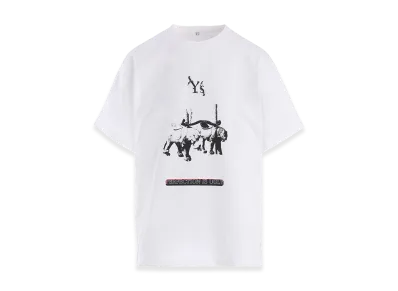Y's Cotton Jersey Tiger Print Tee "White"