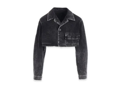 Y's 8oz Denim Chemical Wash Short Blouson "Black"