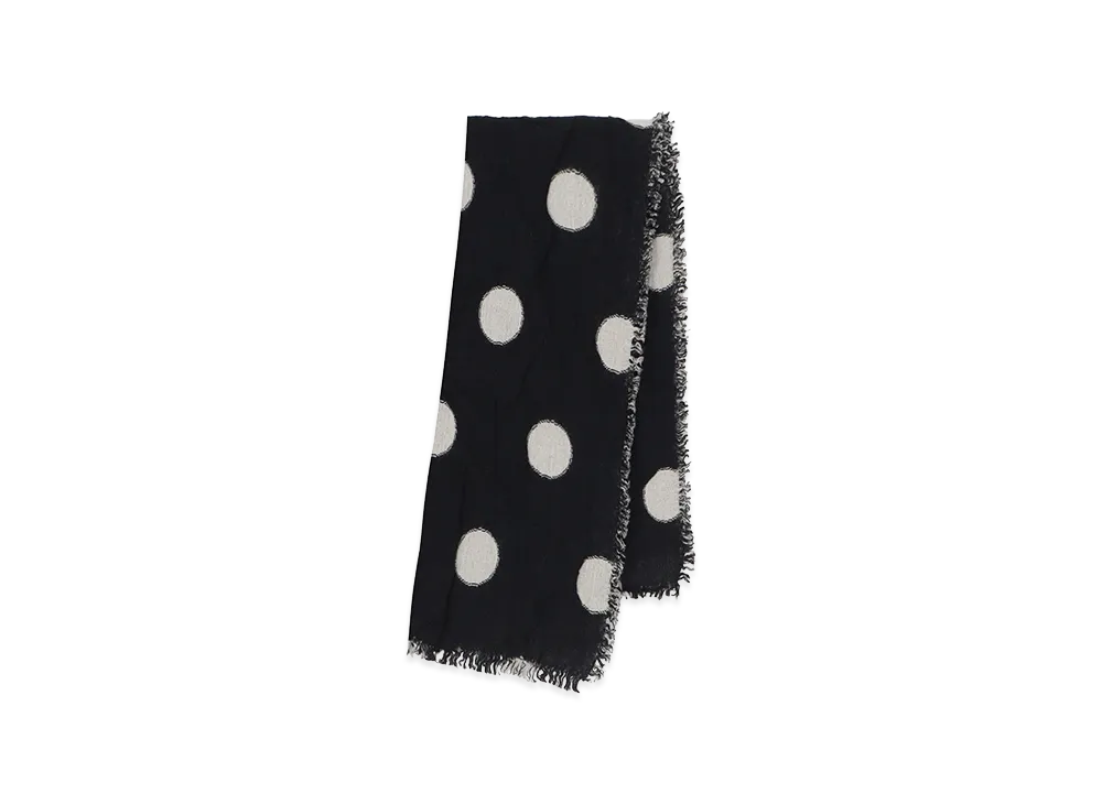Y's Wool Milling Reversible Polka Dot Scarf "Black"