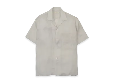 YOKE Landscape Printed Tencell Poplin Open Collar Shirt "Gray"