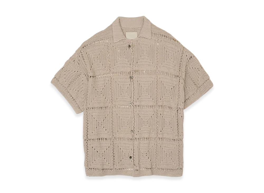 YOKE Cotton Crochet Knit Shirt "Ivory"