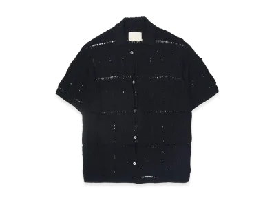 YOKE Cotton Crochet Knit Shirt "Black"
