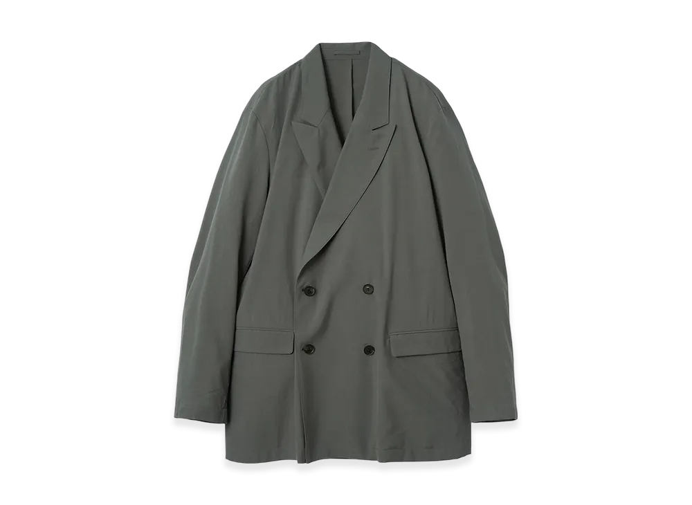 YOKE Super120'S Fine Wool Washer Tropical Double Breasted Jacket "Blue Gray"