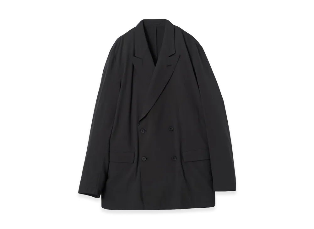 YOKE Super120'S Fine Wool Washer Tropical Double Breasted Jacket "Carbon Black"