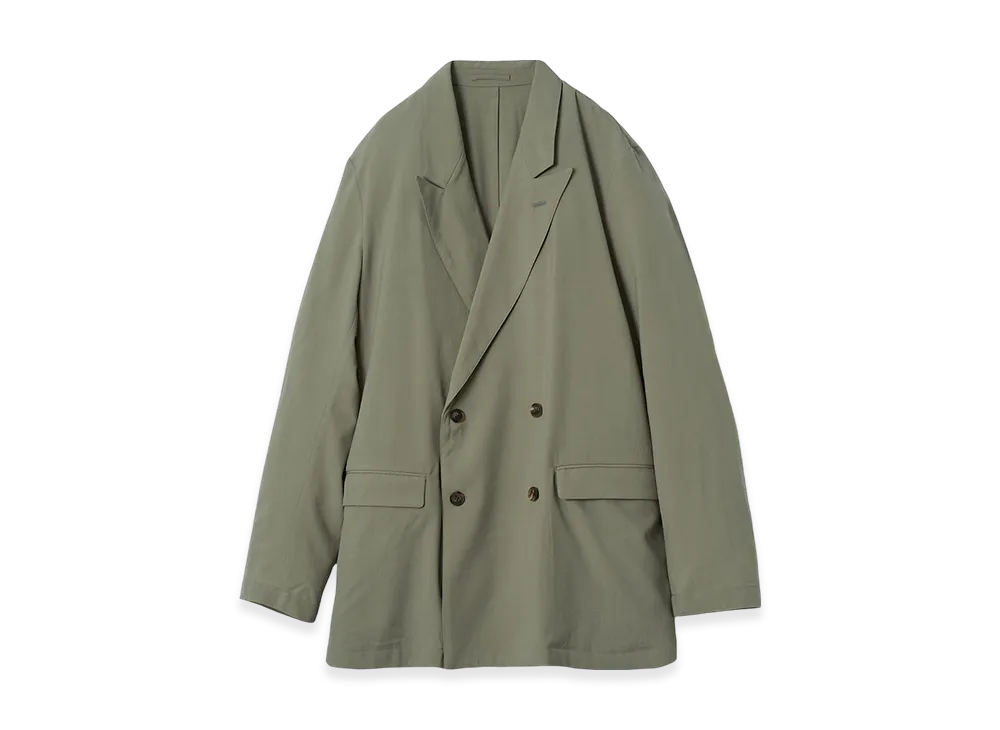YOKE Super120'S Fine Wool Washer Tropical Double Breasted Jacket "Graysh Khaki"