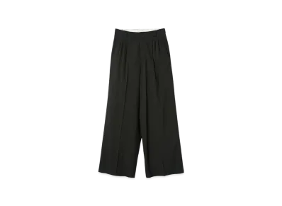 YOKE Super120'S Fine Wool Washer Tropical 3Pleated Wide-Leg Trousers "Carbon Black"