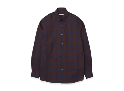 YOKE Cotton Linen Boil Shirts "Brown Plaid"