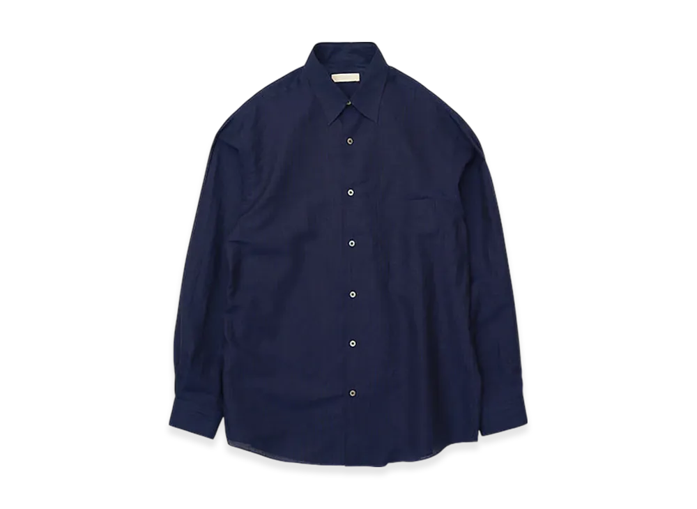 YOKE Cotton Linen Boil Shirts "Navy Stripe"