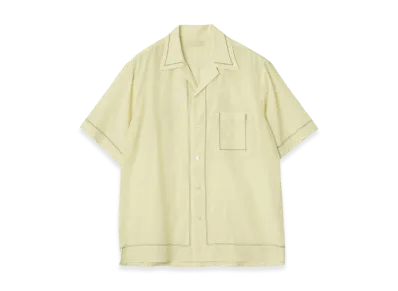 YOKE Cotton Acetate Poplin Embroidarey Open Collar Shirt "Light Yellow"