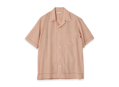 YOKE Cotton Acetate Poplin Embroidarey Open Collar Shirt "Pink"