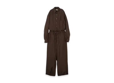 YOKE Cupro Polyester Washable Chambray Twill Jump Suit "Brown"