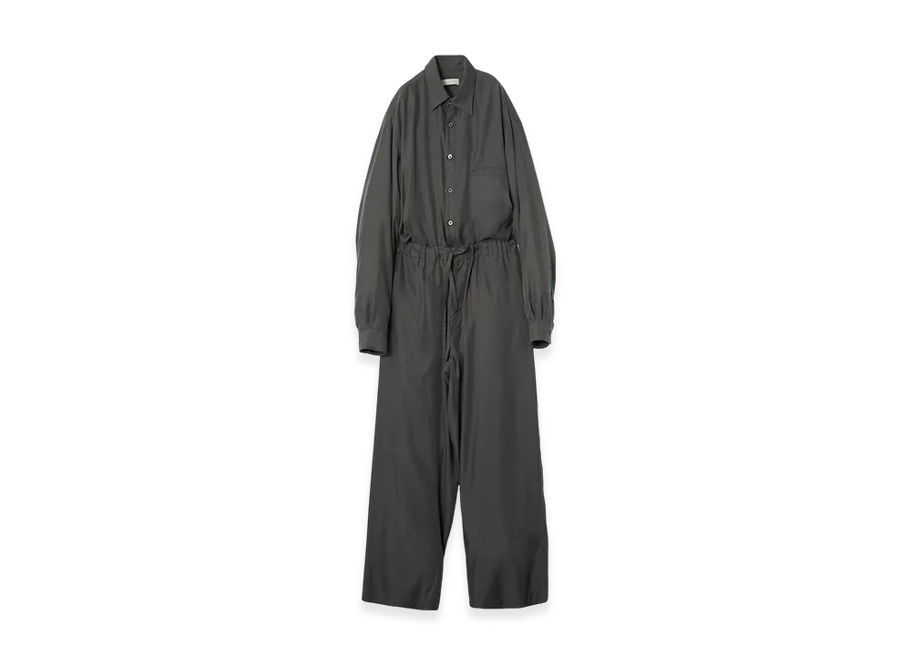 YOKE Cupro Polyester Washable Chambray Twill Jump Suit "Gray"