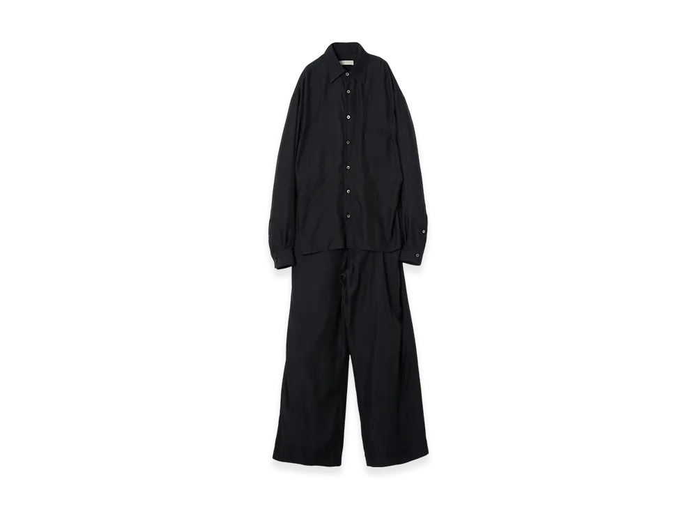 YOKE Cupro Polyester Washable Chambray Twill Jump Suit "Black"